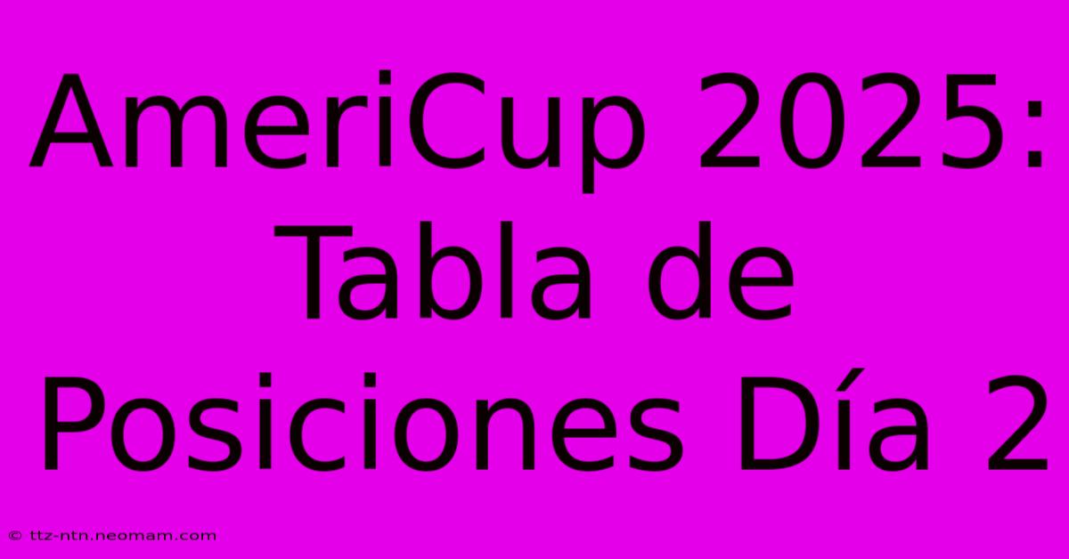 AmeriCup 2025: Tabla De Posiciones Día 2