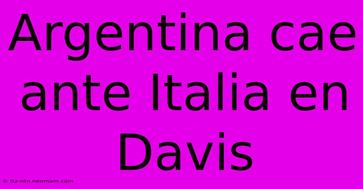 Argentina Cae Ante Italia En Davis