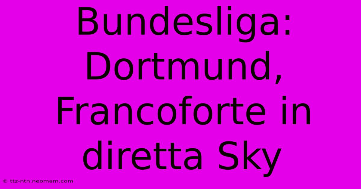 Bundesliga: Dortmund, Francoforte In Diretta Sky