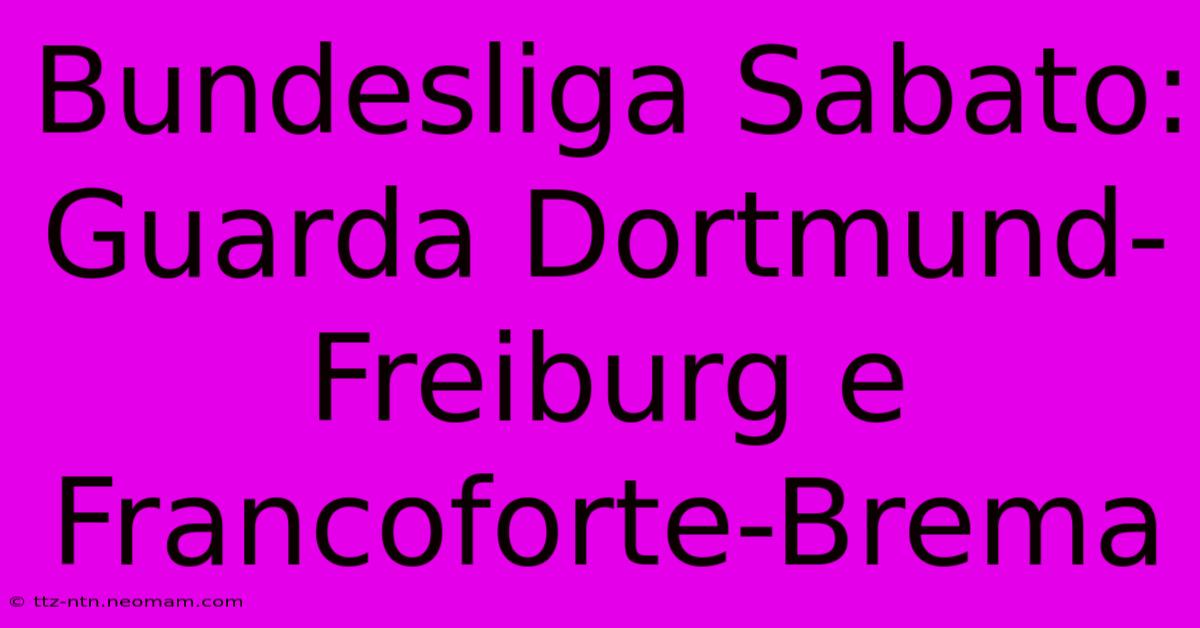 Bundesliga Sabato: Guarda Dortmund-Freiburg E Francoforte-Brema