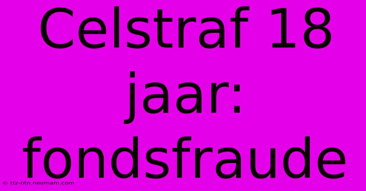 Celstraf 18 Jaar: Fondsfraude