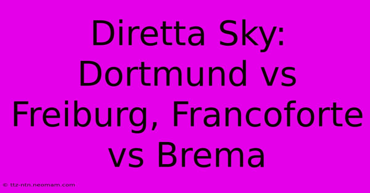 Diretta Sky: Dortmund Vs Freiburg, Francoforte Vs Brema