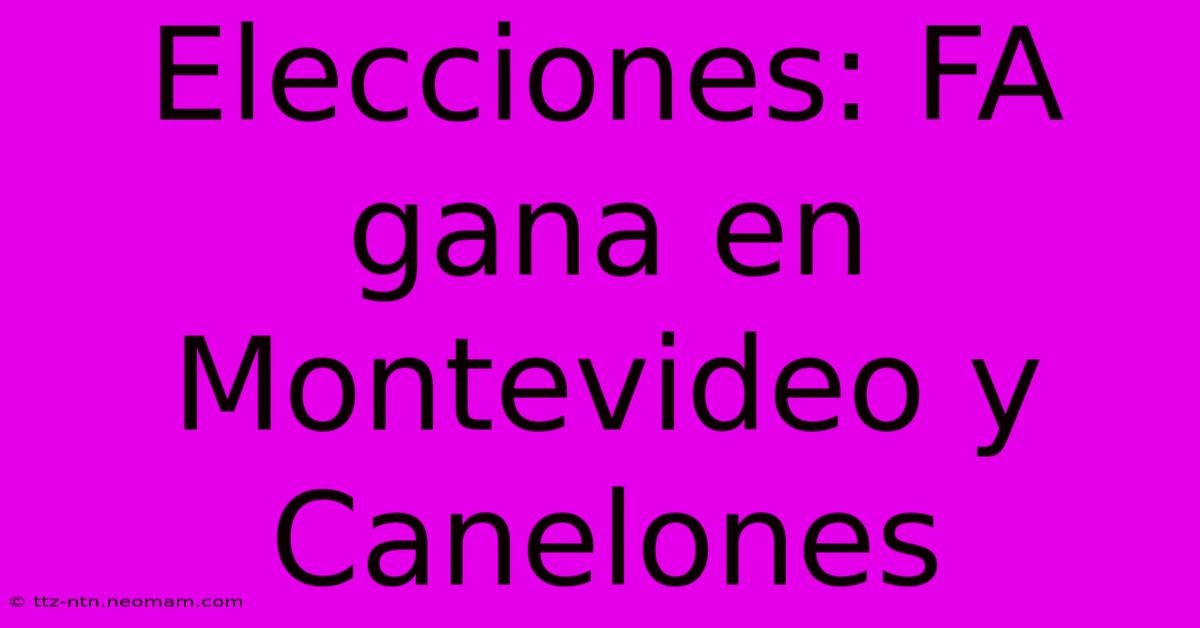 Elecciones: FA Gana En Montevideo Y Canelones