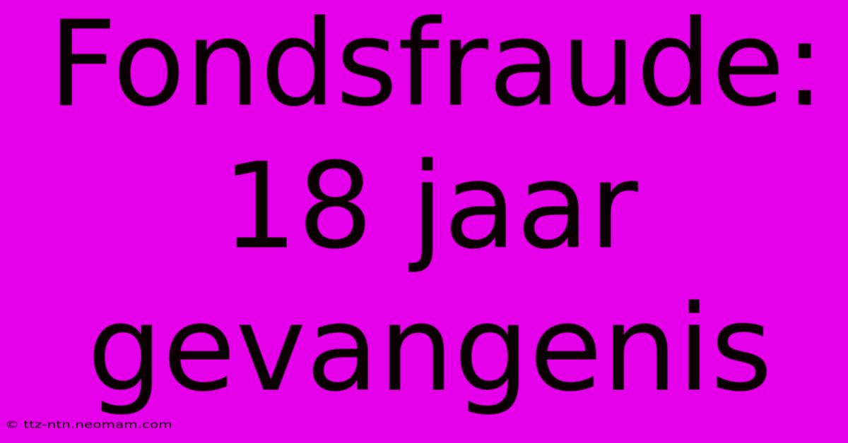 Fondsfraude: 18 Jaar Gevangenis