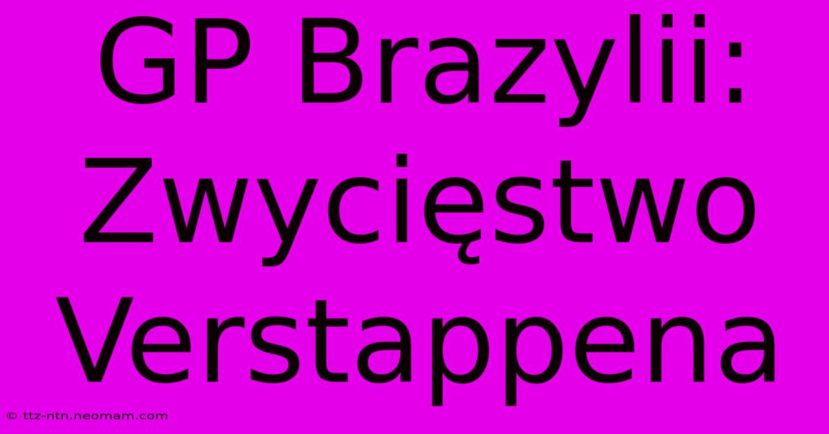 GP Brazylii: Zwycięstwo Verstappena