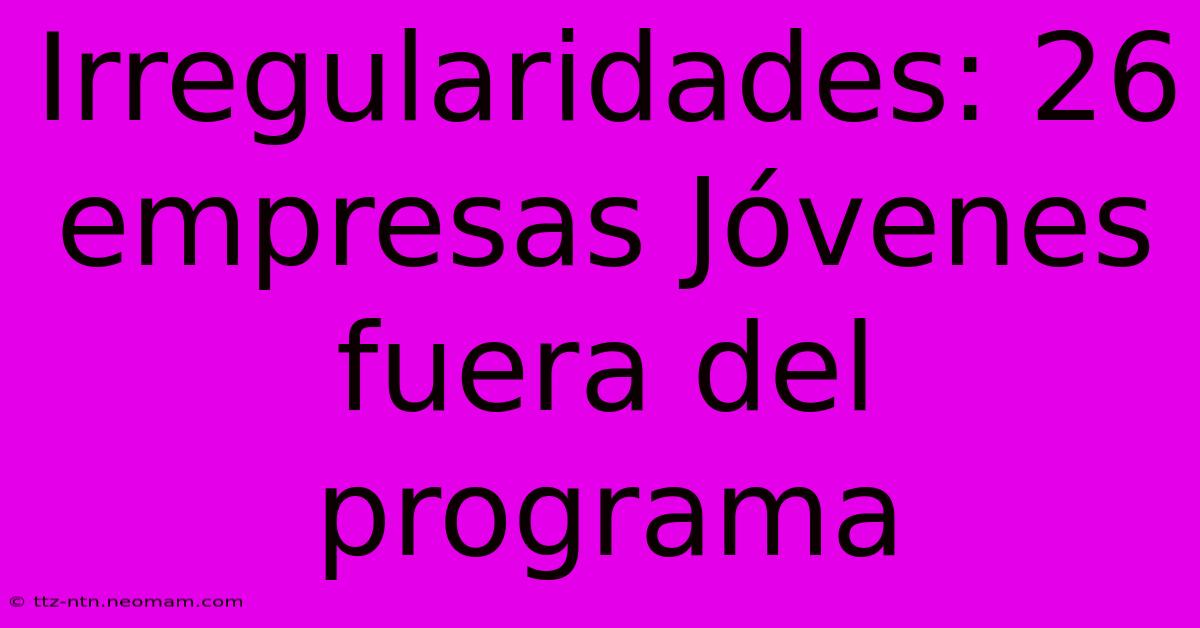 Irregularidades: 26 Empresas Jóvenes Fuera Del Programa