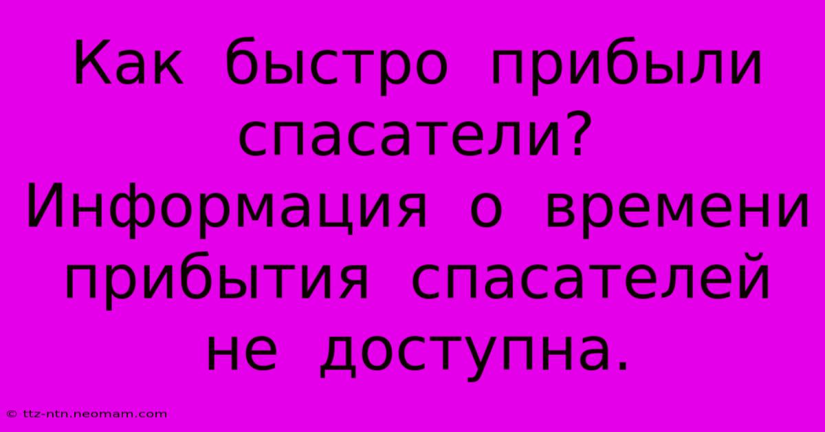 Как  Быстро  Прибыли  Спасатели?  Информация  О  Времени  Прибытия  Спасателей  Не  Доступна.