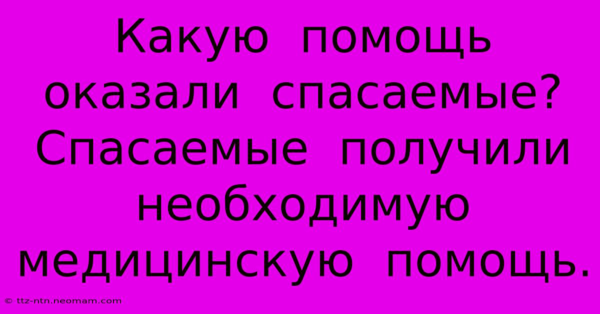 Какую  Помощь  Оказали  Спасаемые?  Спасаемые  Получили  Необходимую  Медицинскую  Помощь.