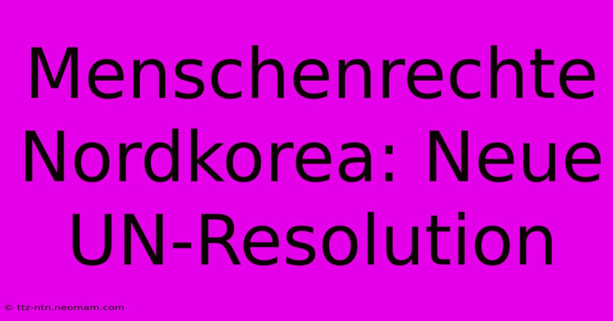 Menschenrechte Nordkorea: Neue UN-Resolution