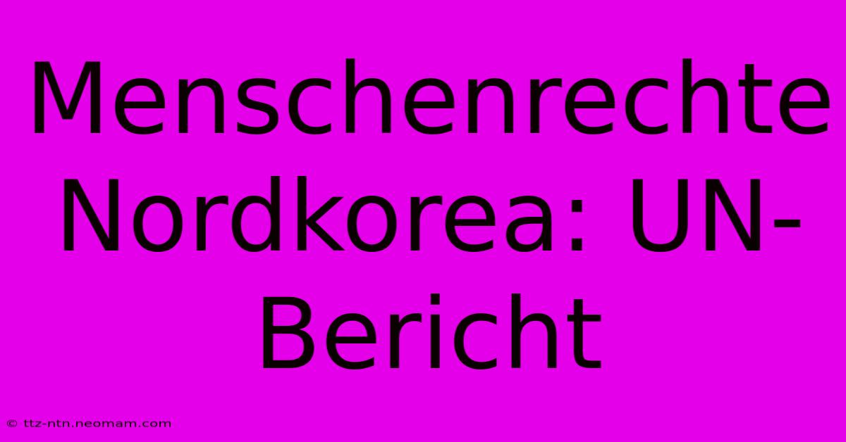 Menschenrechte Nordkorea: UN-Bericht