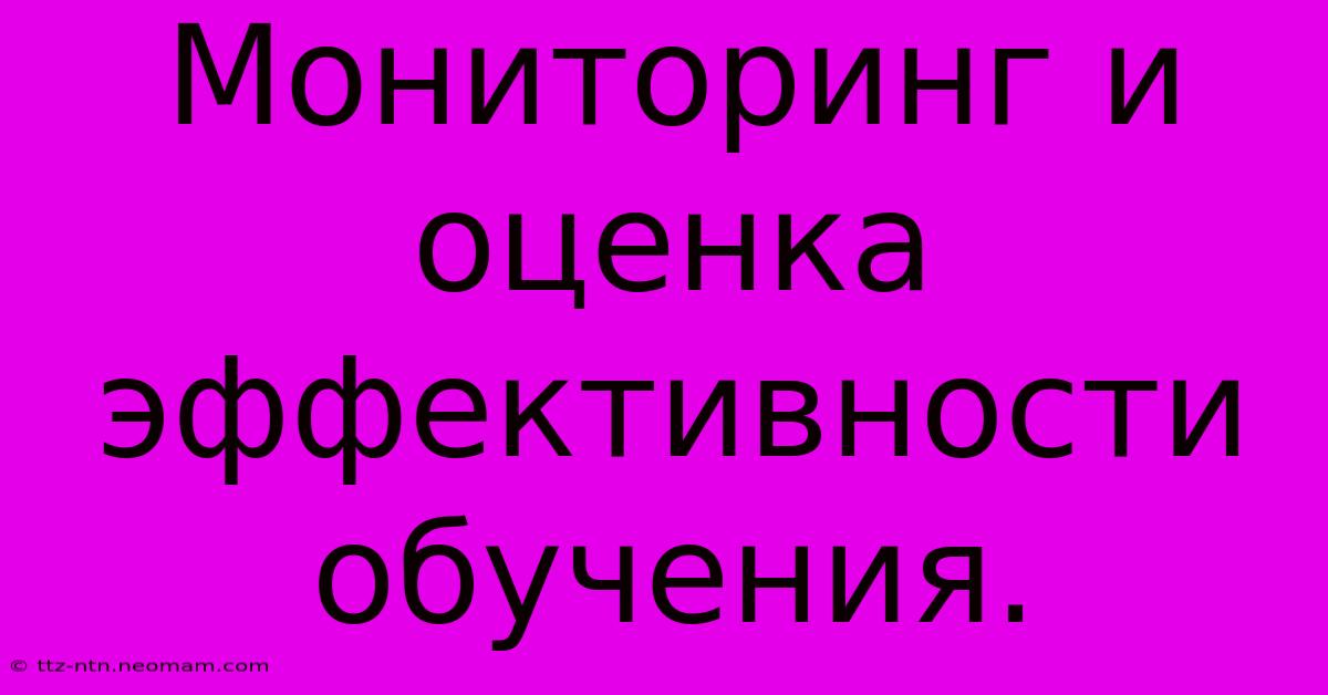 Мониторинг И Оценка Эффективности Обучения.