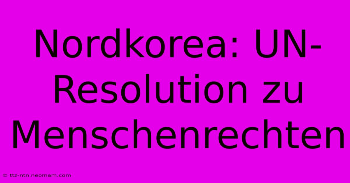 Nordkorea: UN-Resolution Zu Menschenrechten