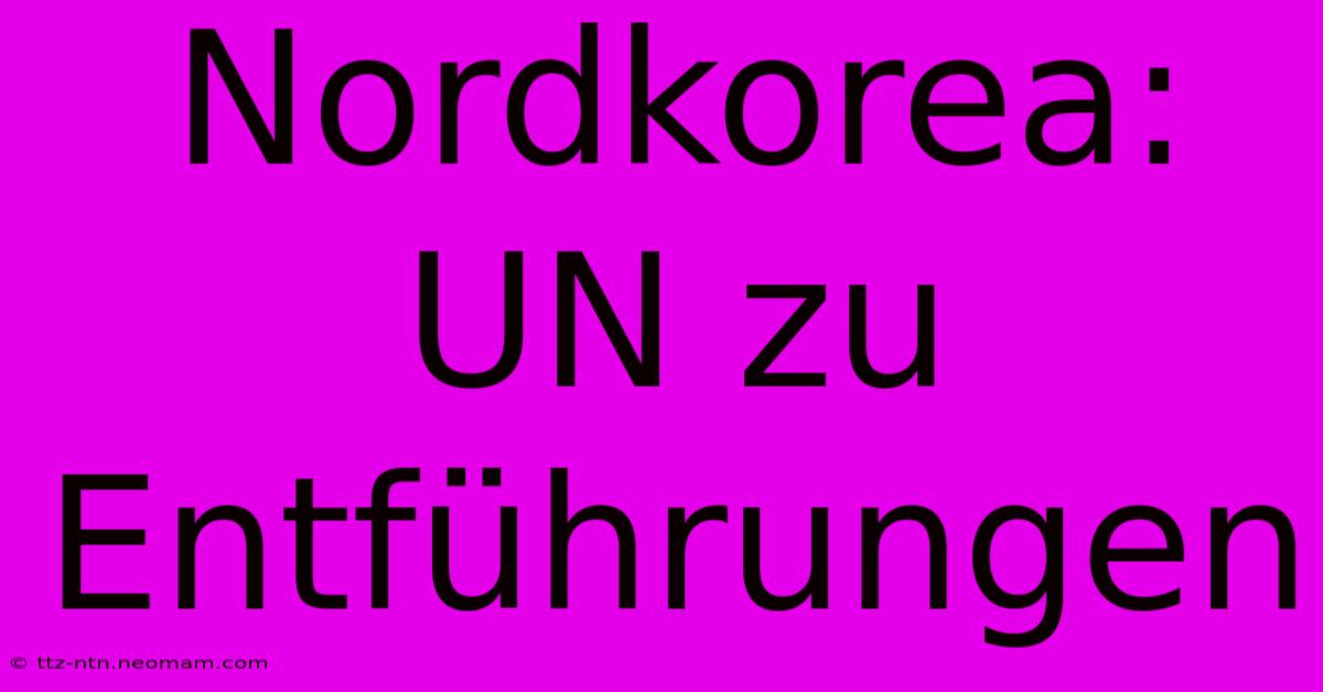 Nordkorea: UN Zu Entführungen