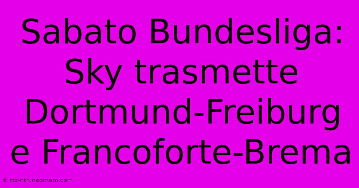 Sabato Bundesliga: Sky Trasmette Dortmund-Freiburg E Francoforte-Brema