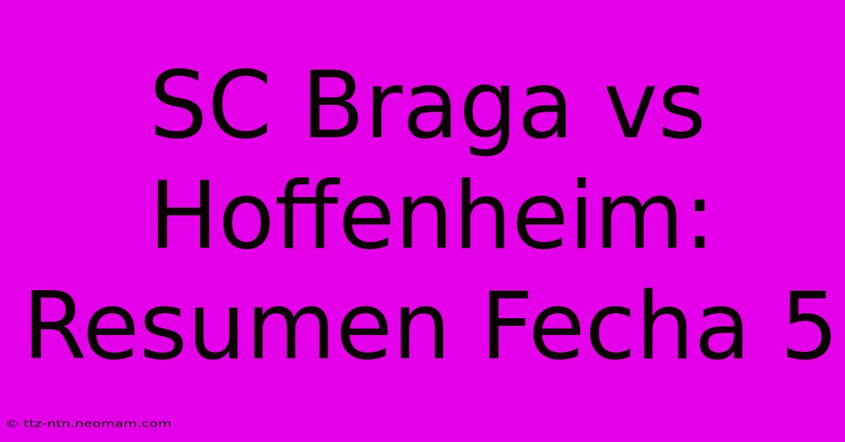 SC Braga Vs Hoffenheim: Resumen Fecha 5