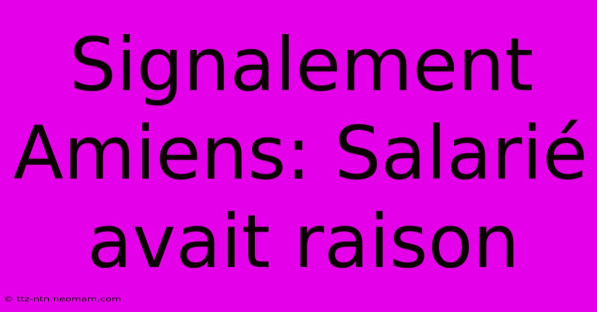 Signalement Amiens: Salarié Avait Raison