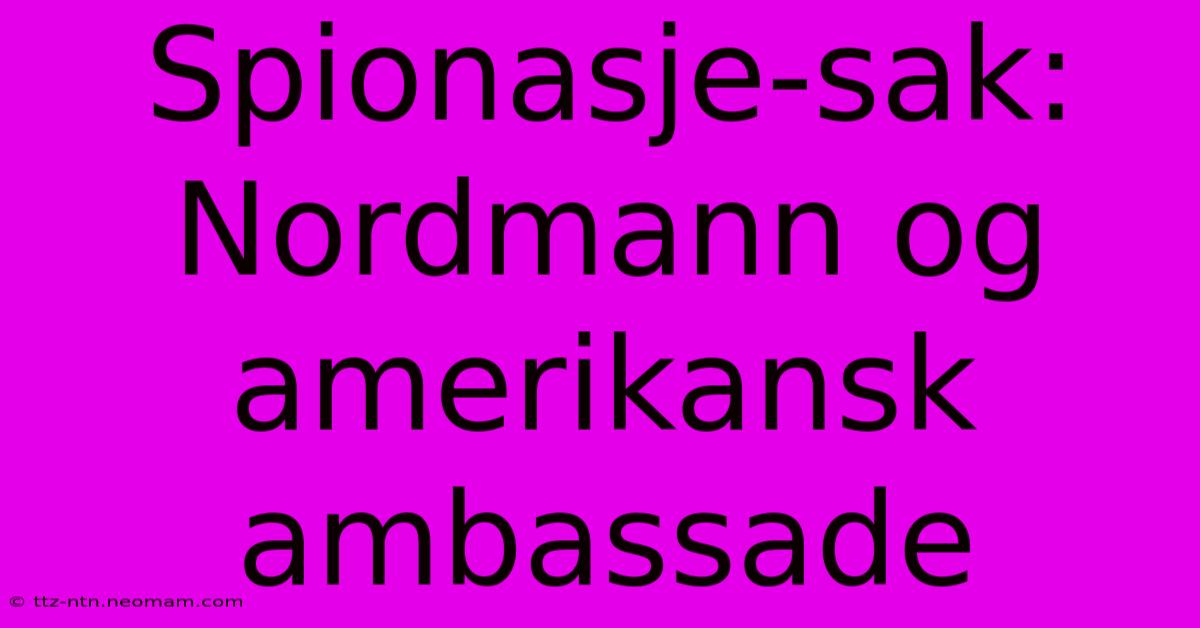 Spionasje-sak: Nordmann Og Amerikansk Ambassade