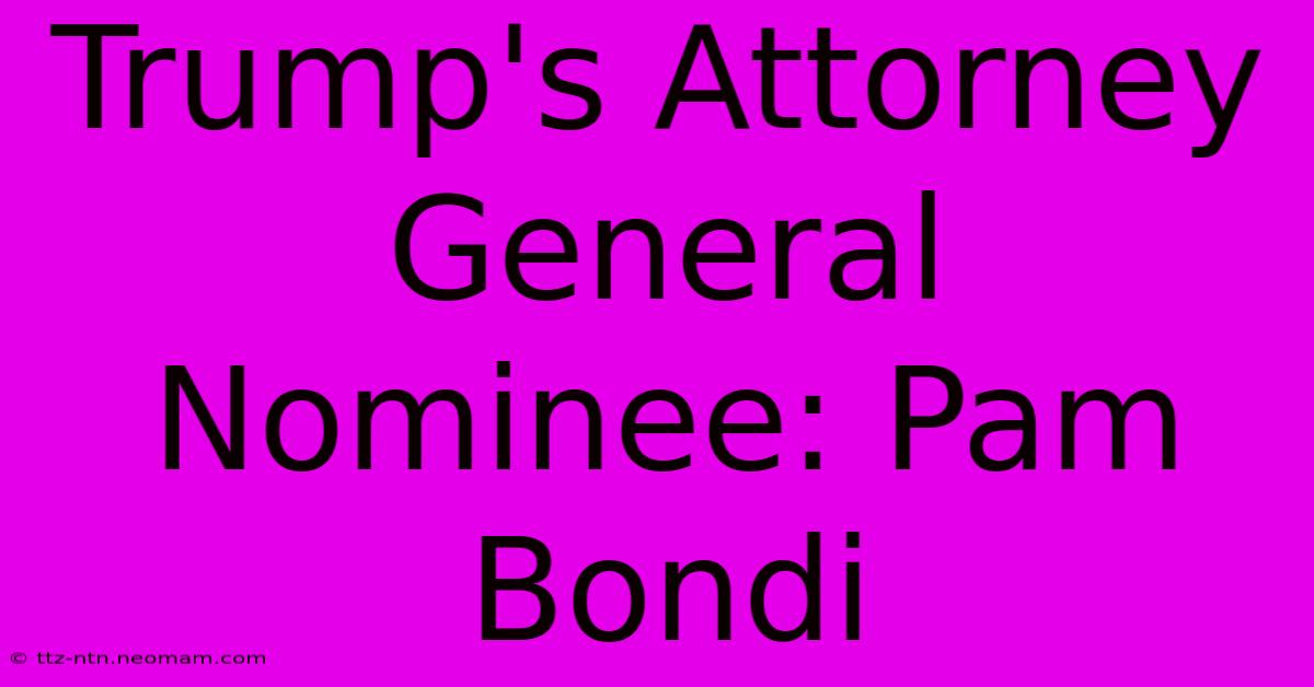 Trump's Attorney General Nominee: Pam Bondi