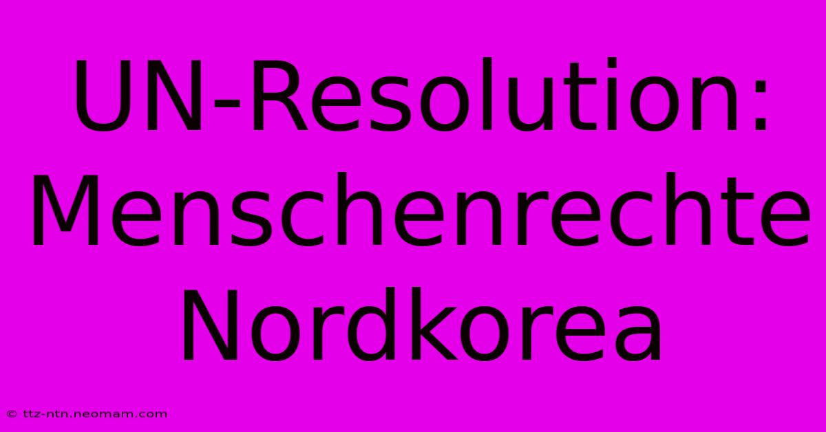 UN-Resolution: Menschenrechte Nordkorea