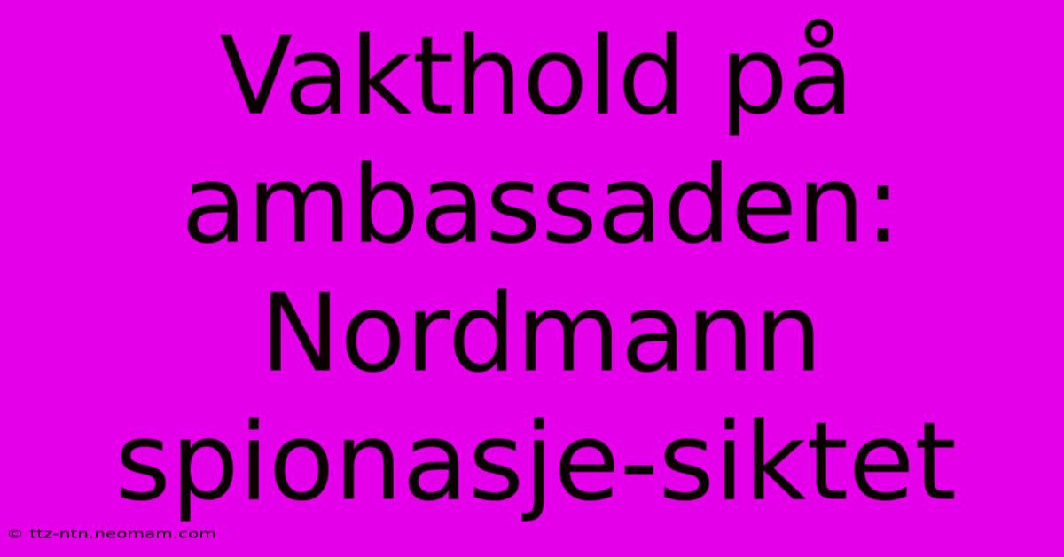 Vakthold På Ambassaden: Nordmann Spionasje-siktet