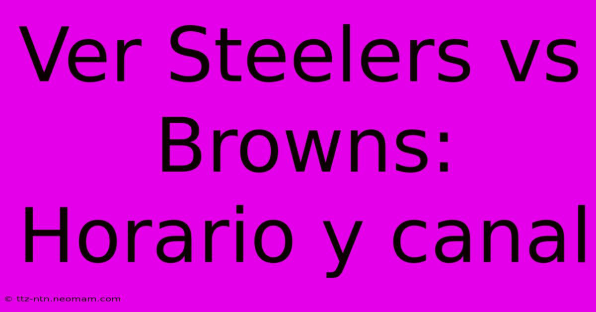 Ver Steelers Vs Browns: Horario Y Canal