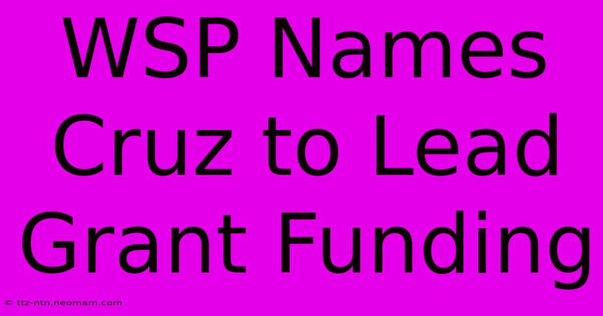 WSP Names Cruz To Lead Grant Funding